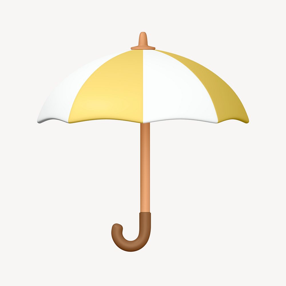 3D yellow umbrella collage element, protection design psd