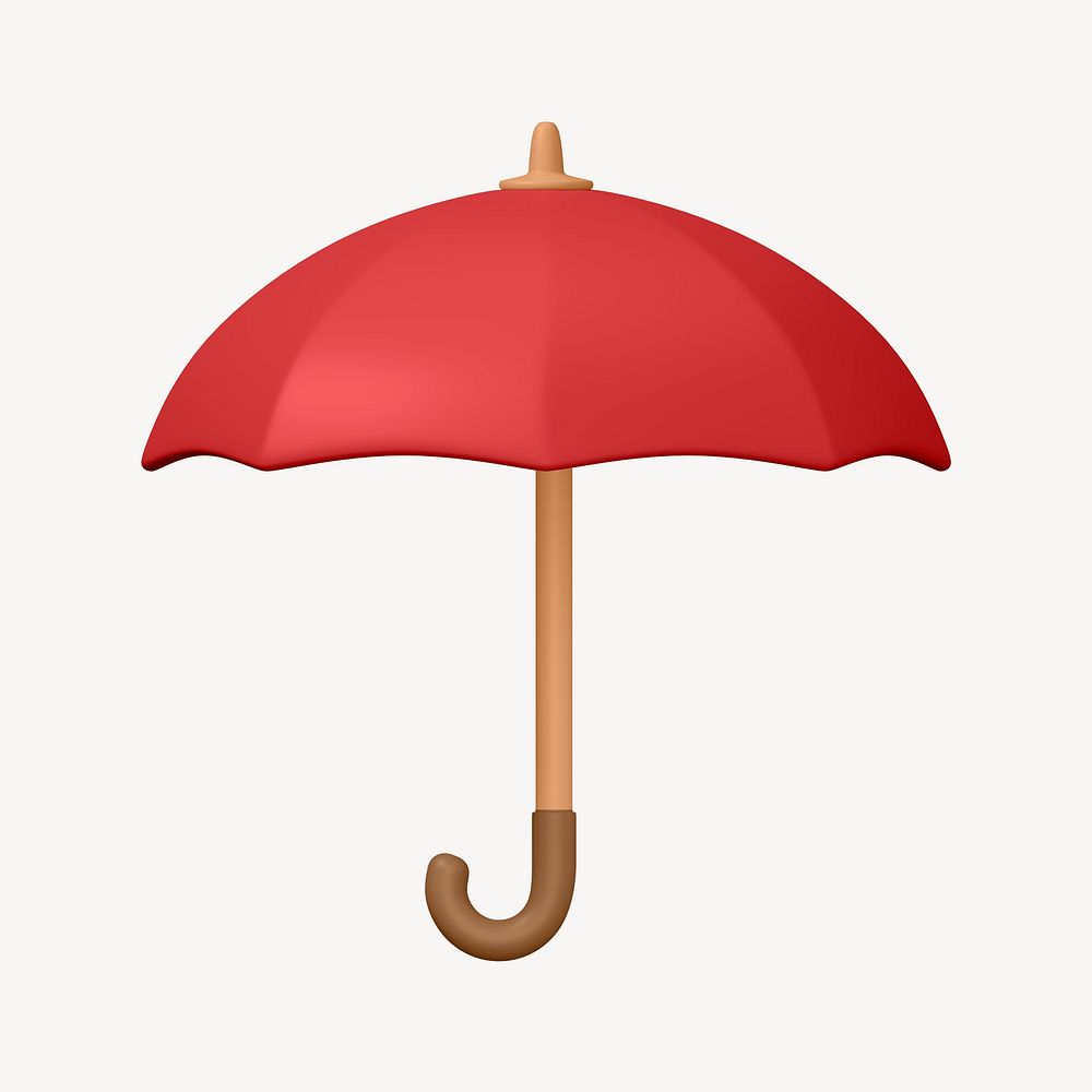 3D red umbrella collage element, protection design psd