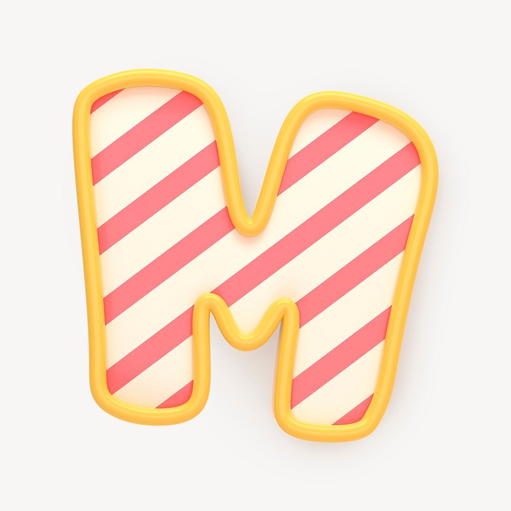 3D cookie collage element, M alphabet dessert design psd