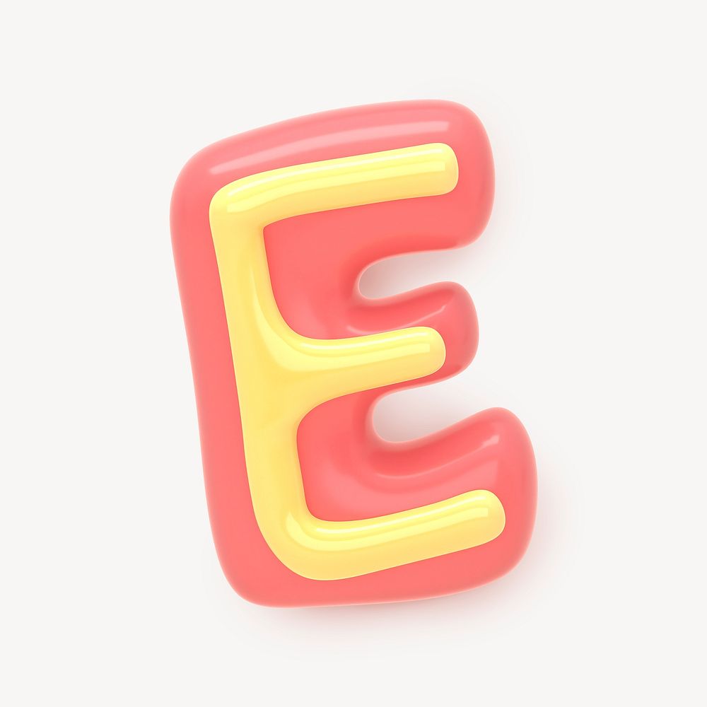 3D cookie collage element, E alphabet dessert design psd