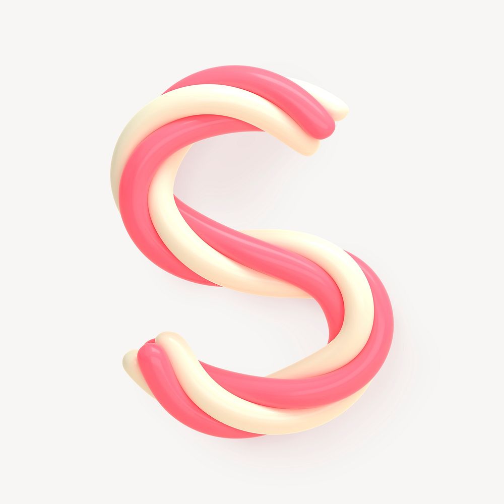 3D candy collage element, s alphabet dessert design psd