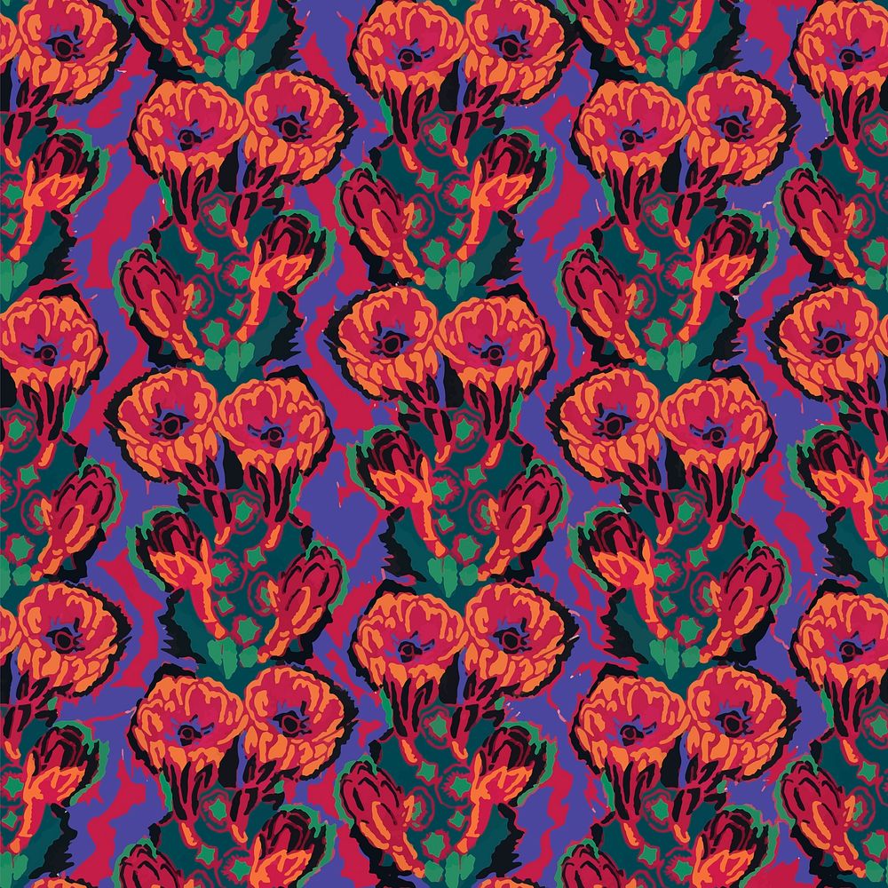 Color flower background, seamless pattern, art deco vector