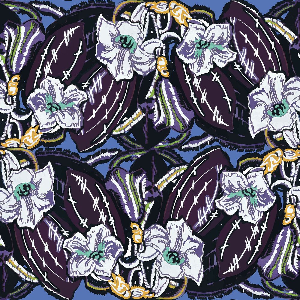Exotic seamless flower background, botanical pattern vintage vector