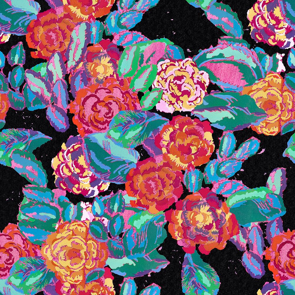 Rose flower pattern background, seamless botanical illustration