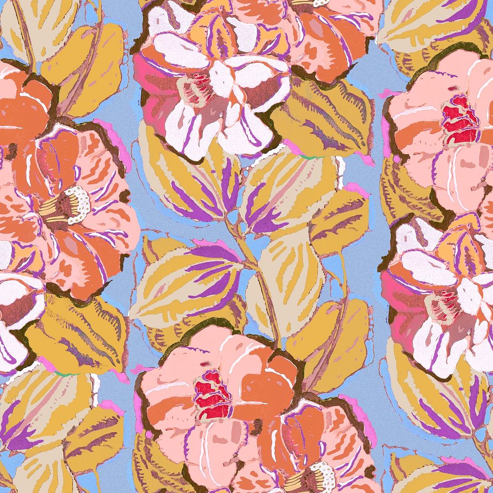 Feminine seamless pattern background, flower art deco