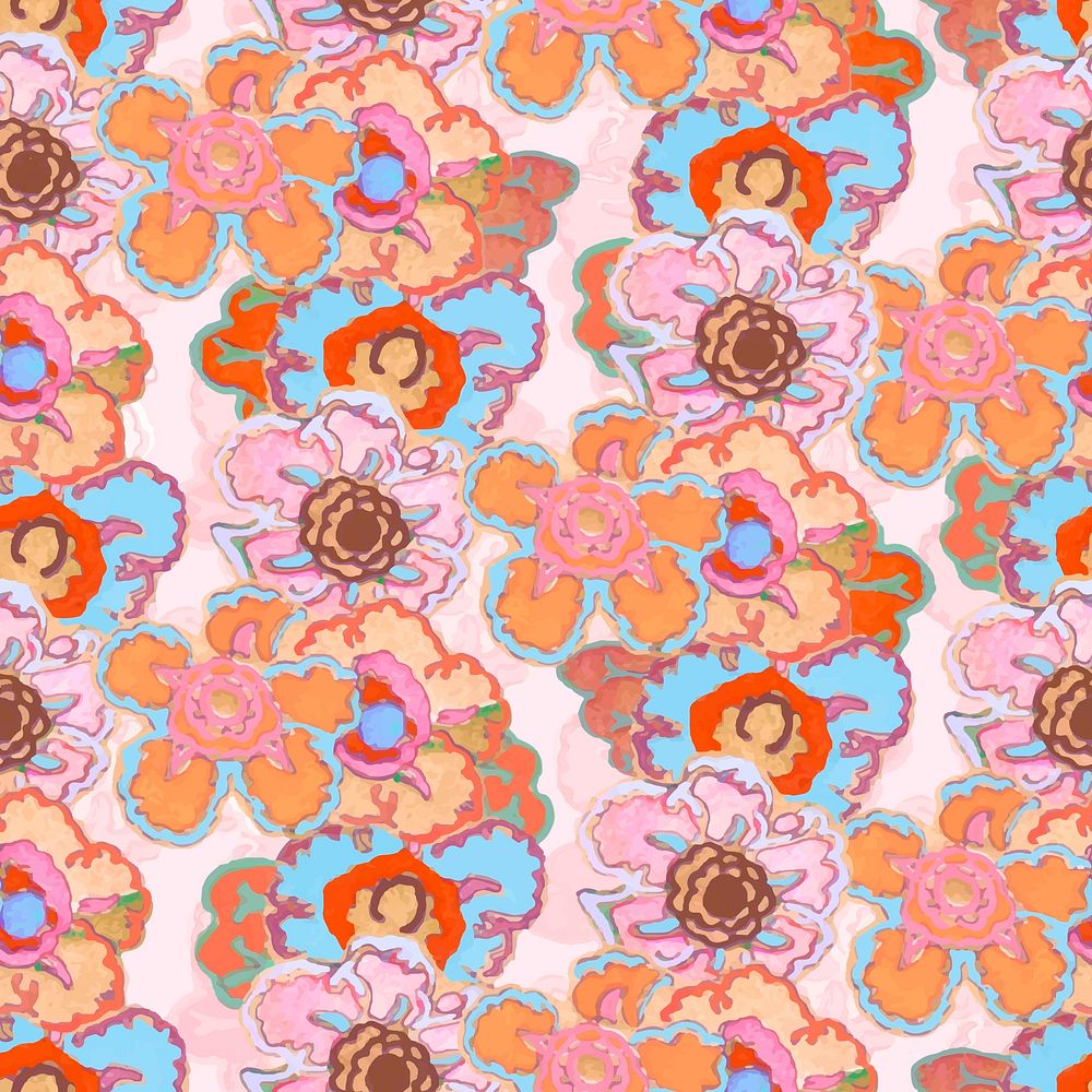Feminine seamless pattern background, flower art deco vector