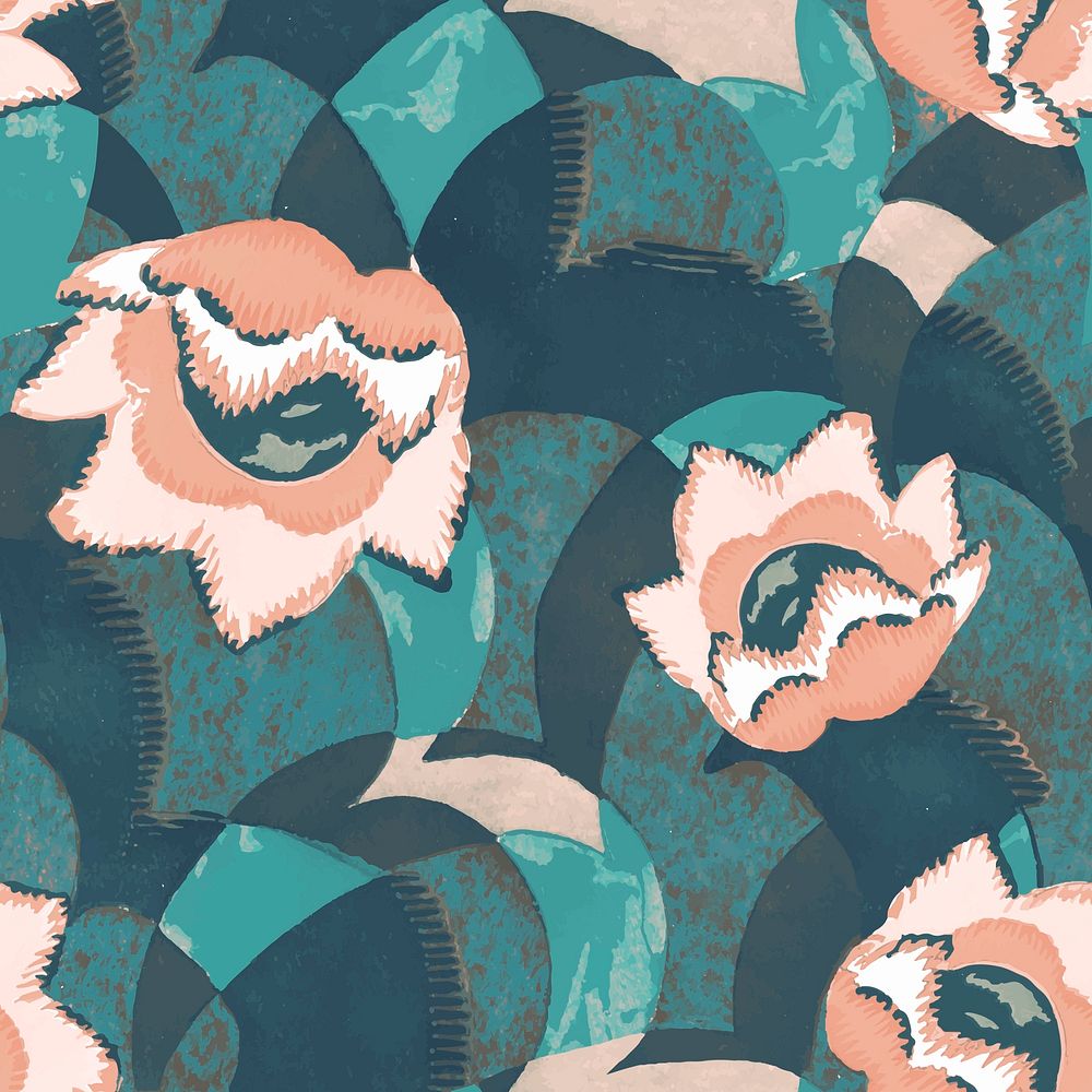 Flower seamless pattern background, vintage art deco vector