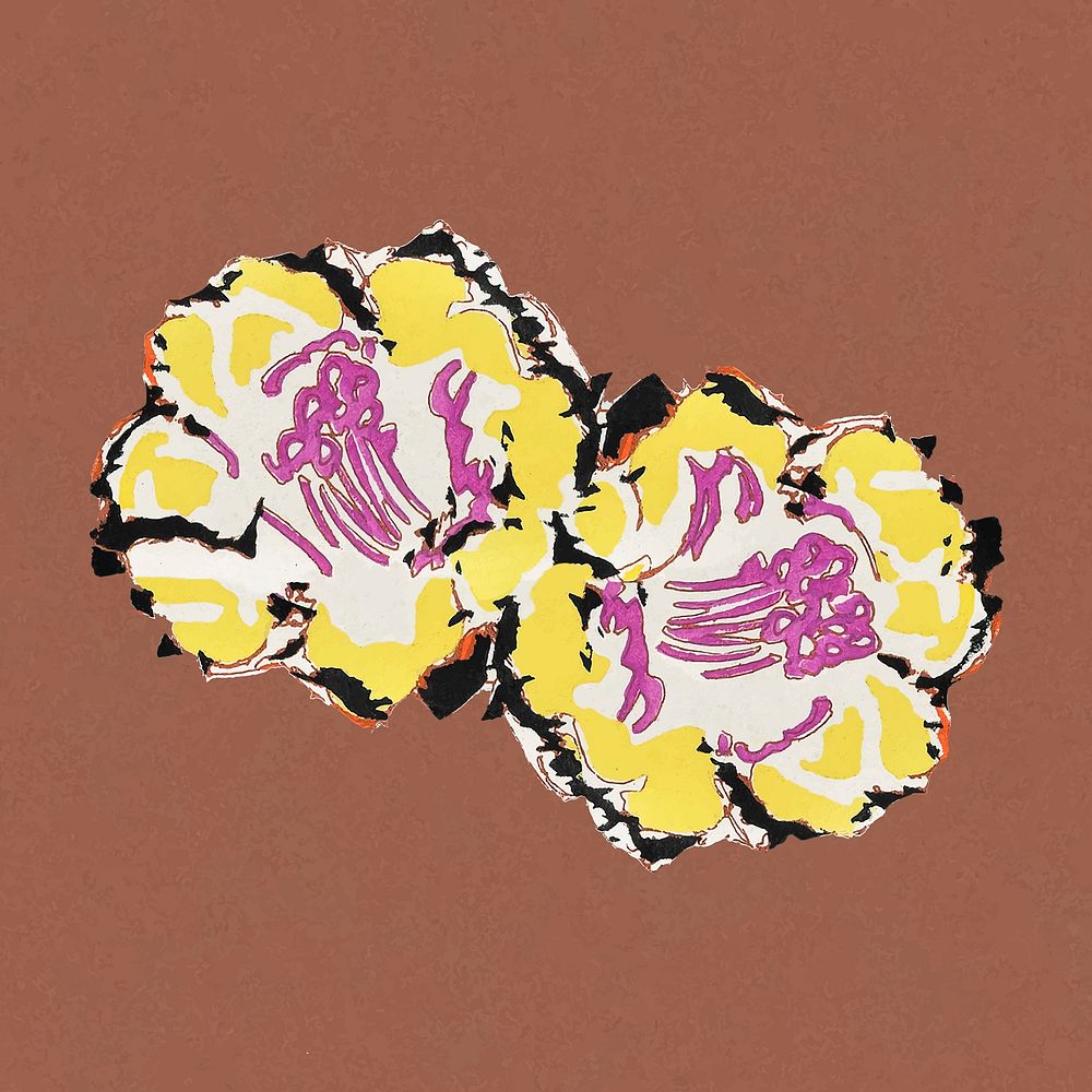 Yellow flower sticker, vintage botanical vector