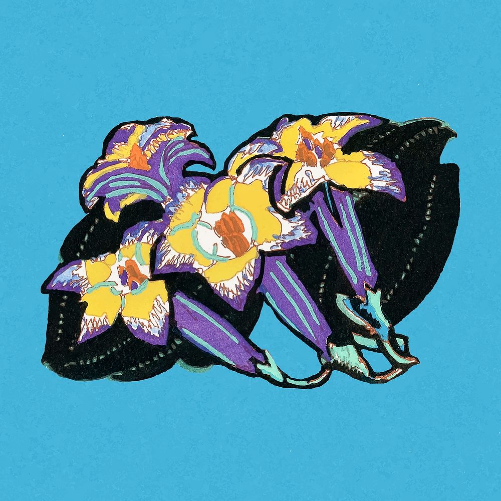 Purple flower clipart, vintage botanical illustration vector
