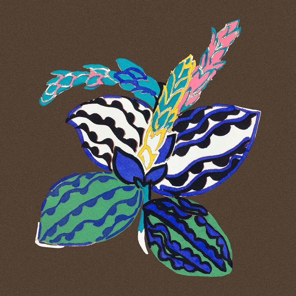 Hornbill flower clipart, vintage botanical illustration
