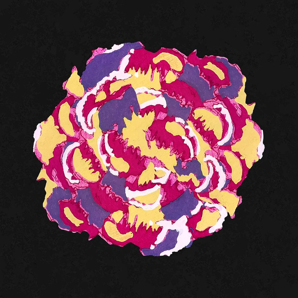 Colorful flower sticker, feminine art deco vector