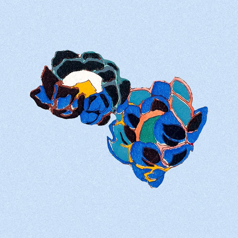 Lotus flower clipart, blue botanical illustration vector