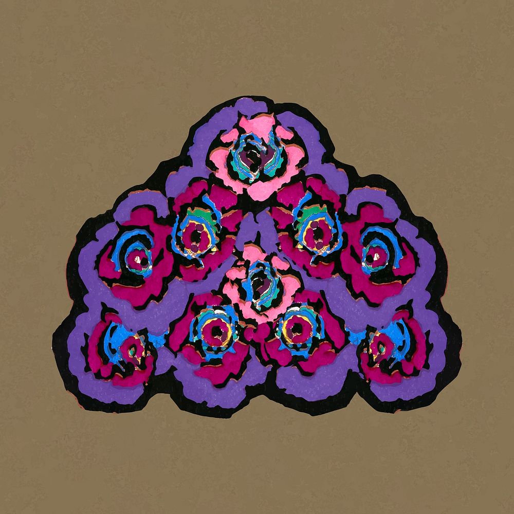 Purple flower bouquet sticker, vintage illustration vector