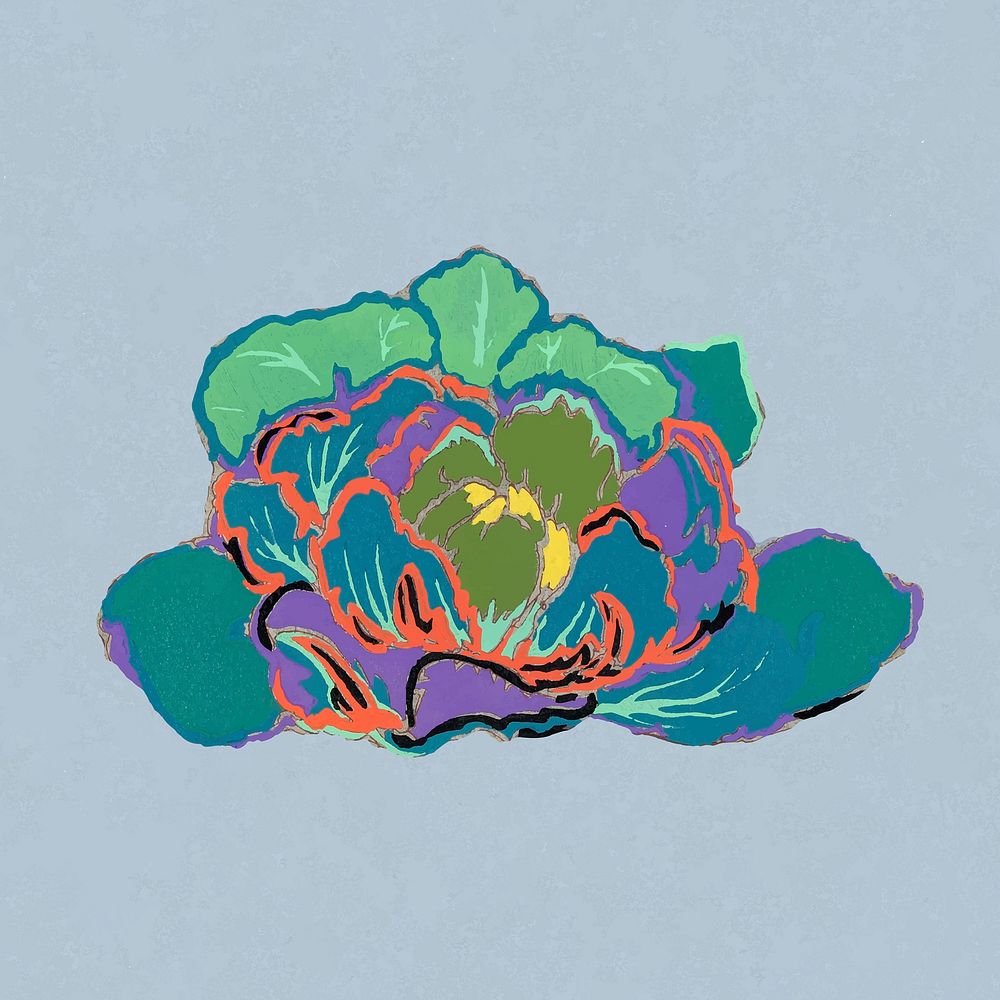 Flower motif sticker, green aesthetic botanical vector