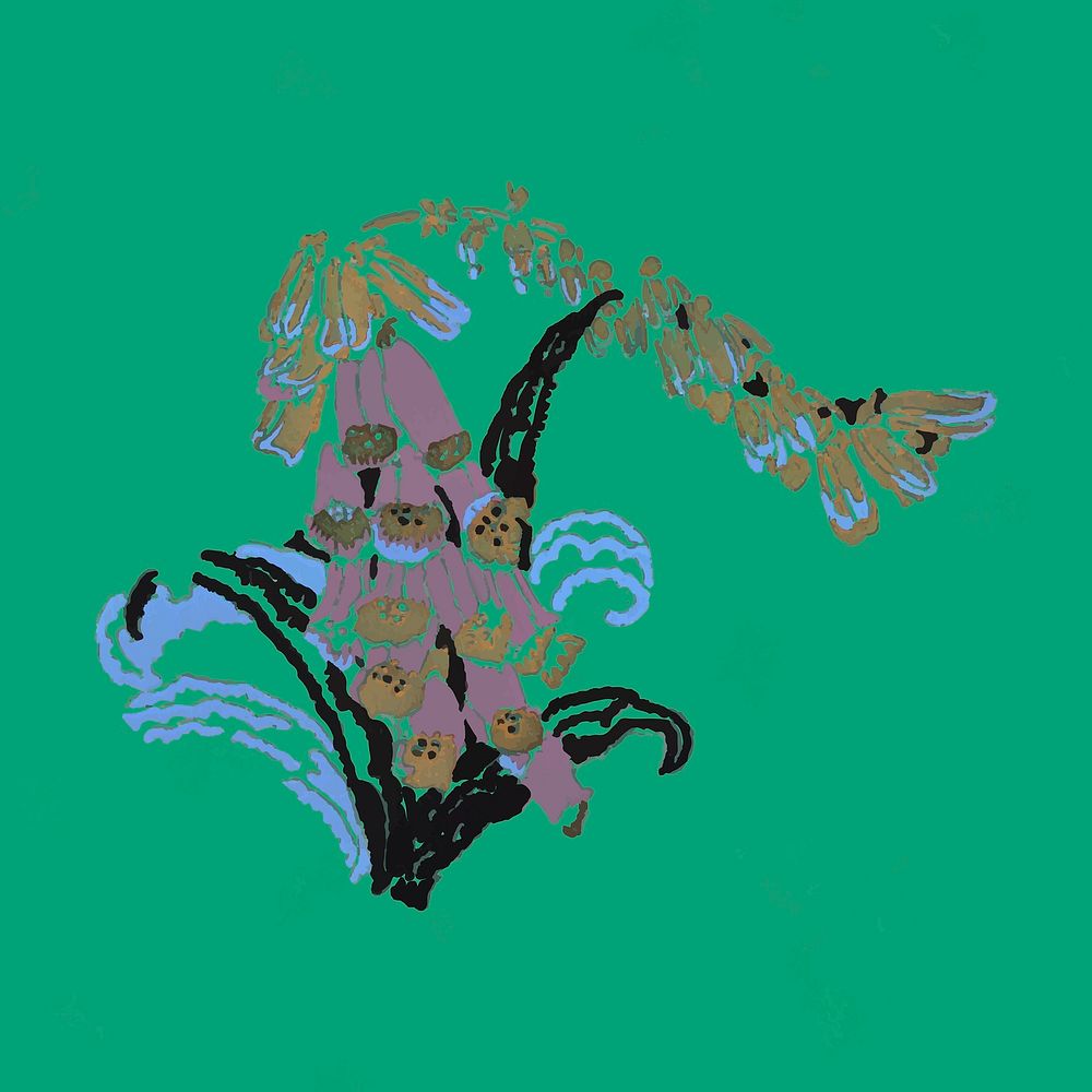 Wolfsbane flower sticker, vintage abstract design vector