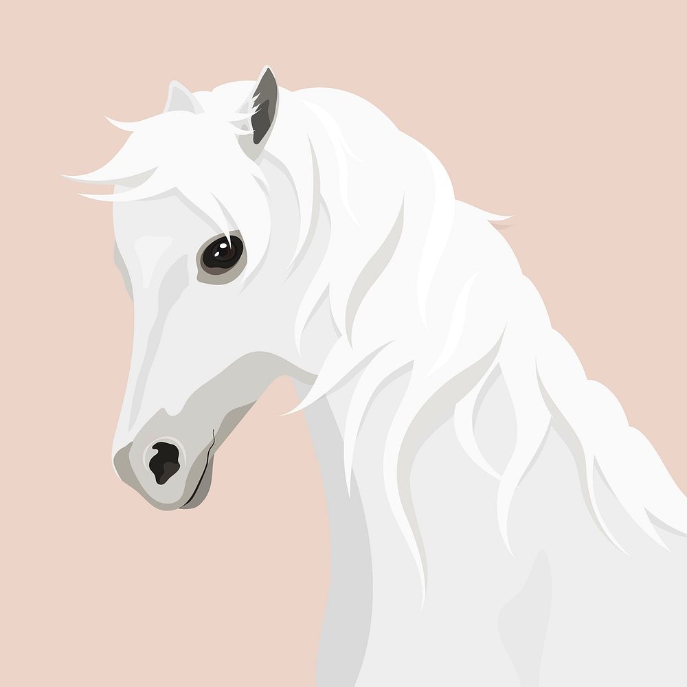 White horse face illustration vector