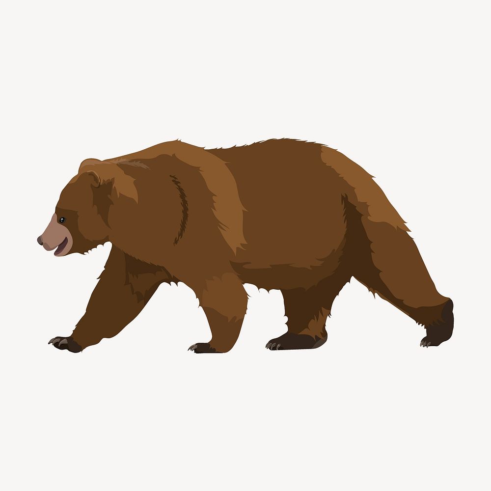 Brown bear walking illustration clipart vector