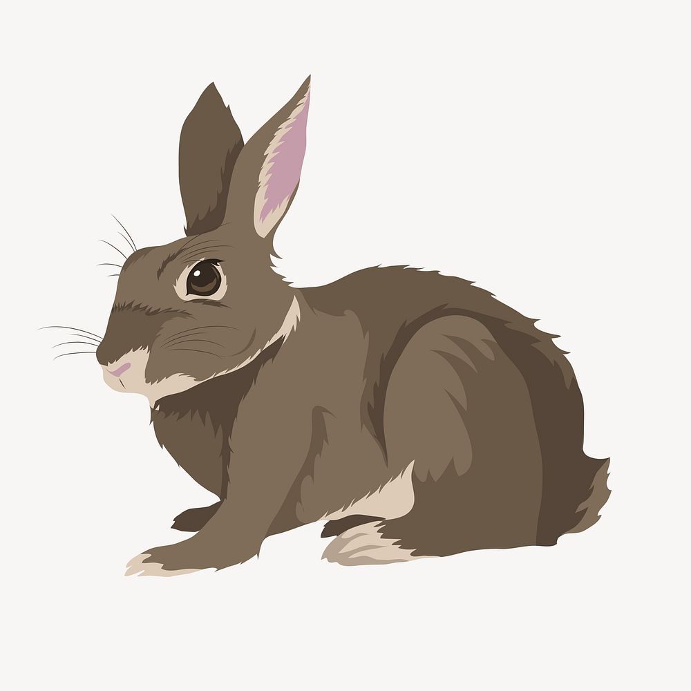 Brown rabbit illustration clipart psd
