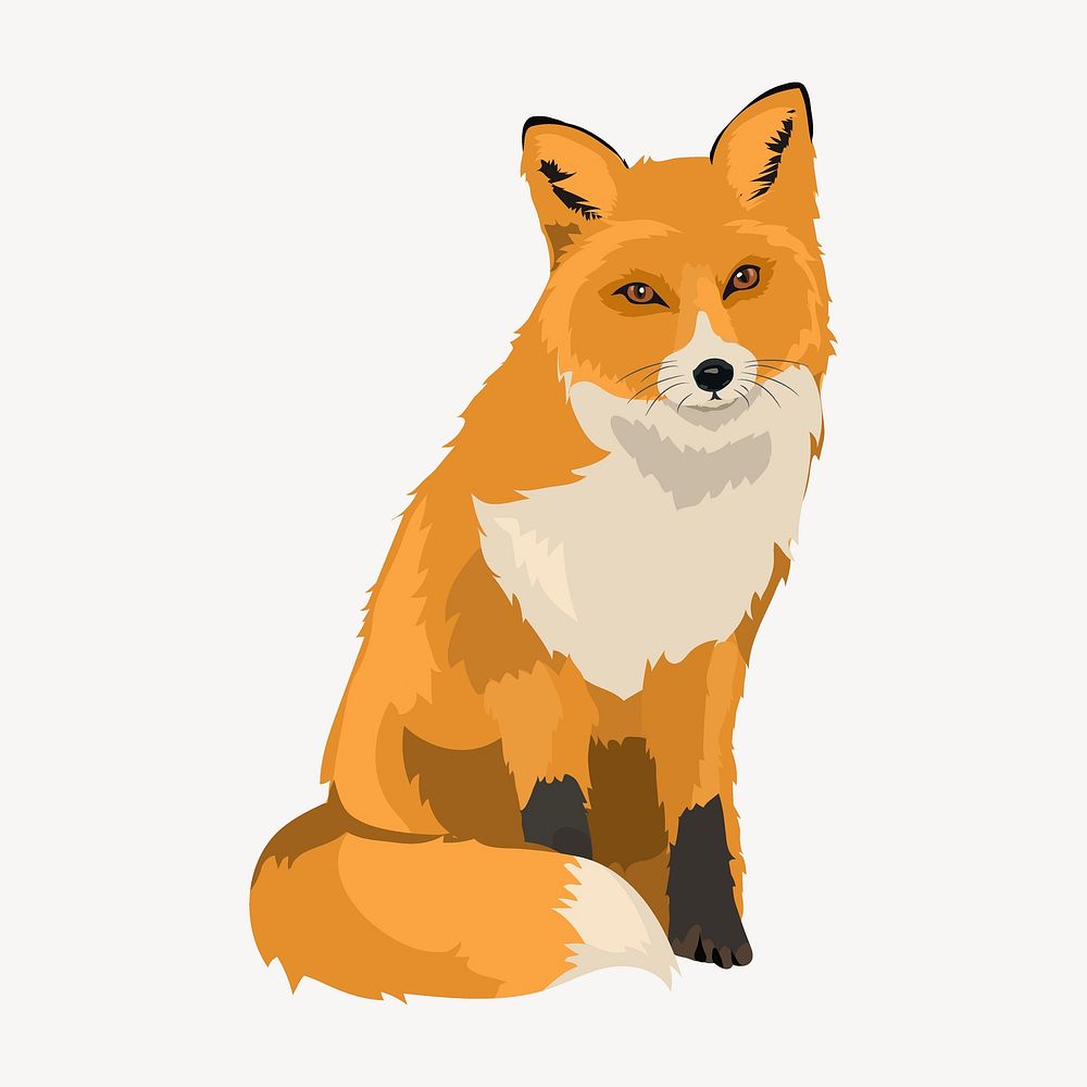 Fox illustration, cute animal clipart vector