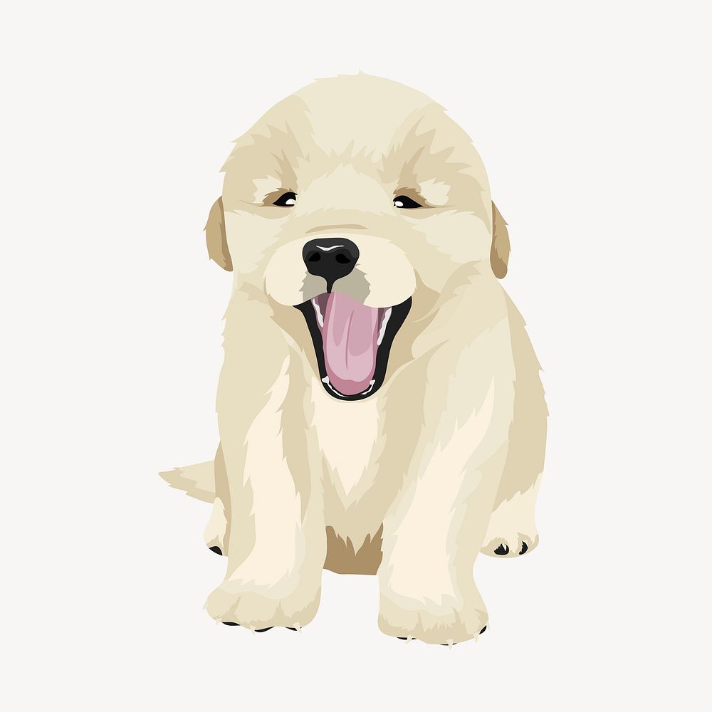 Cute golden retriever puppy illustration psd