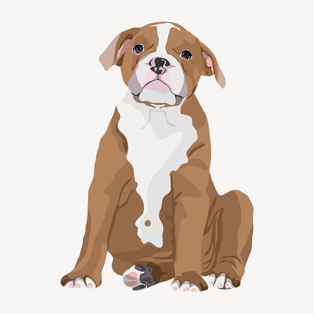 Pitbull dog illustration, cute animal psd