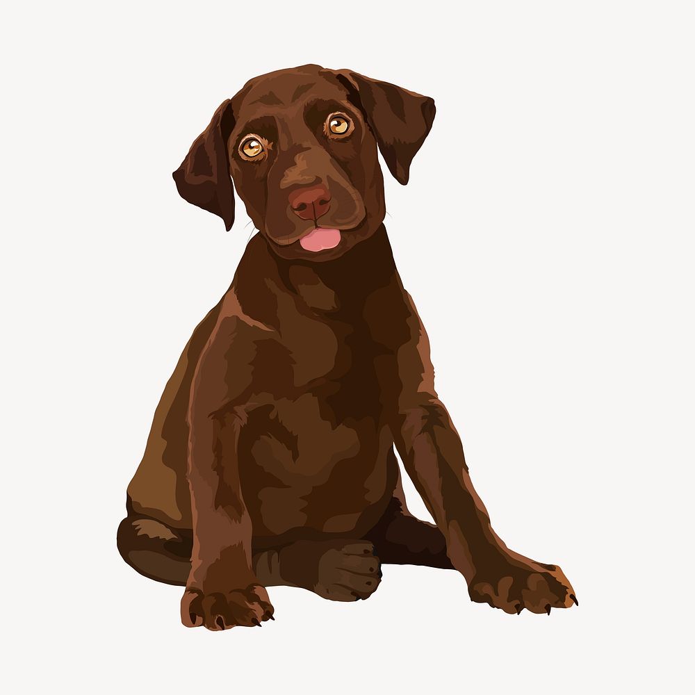 Labrador puppy, baby dog illustration psd