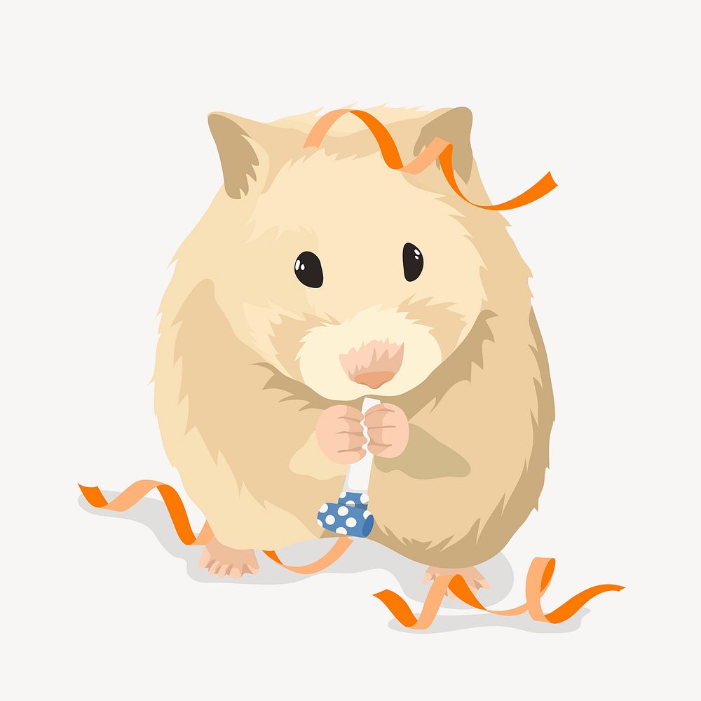 Party hamster illustration, cute pet animal, celebration clipart psd