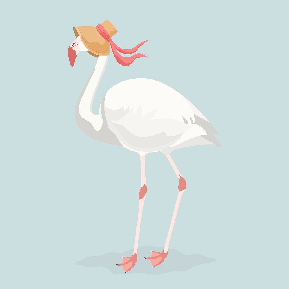 White flamingo lady, feminine animal illustration vector
