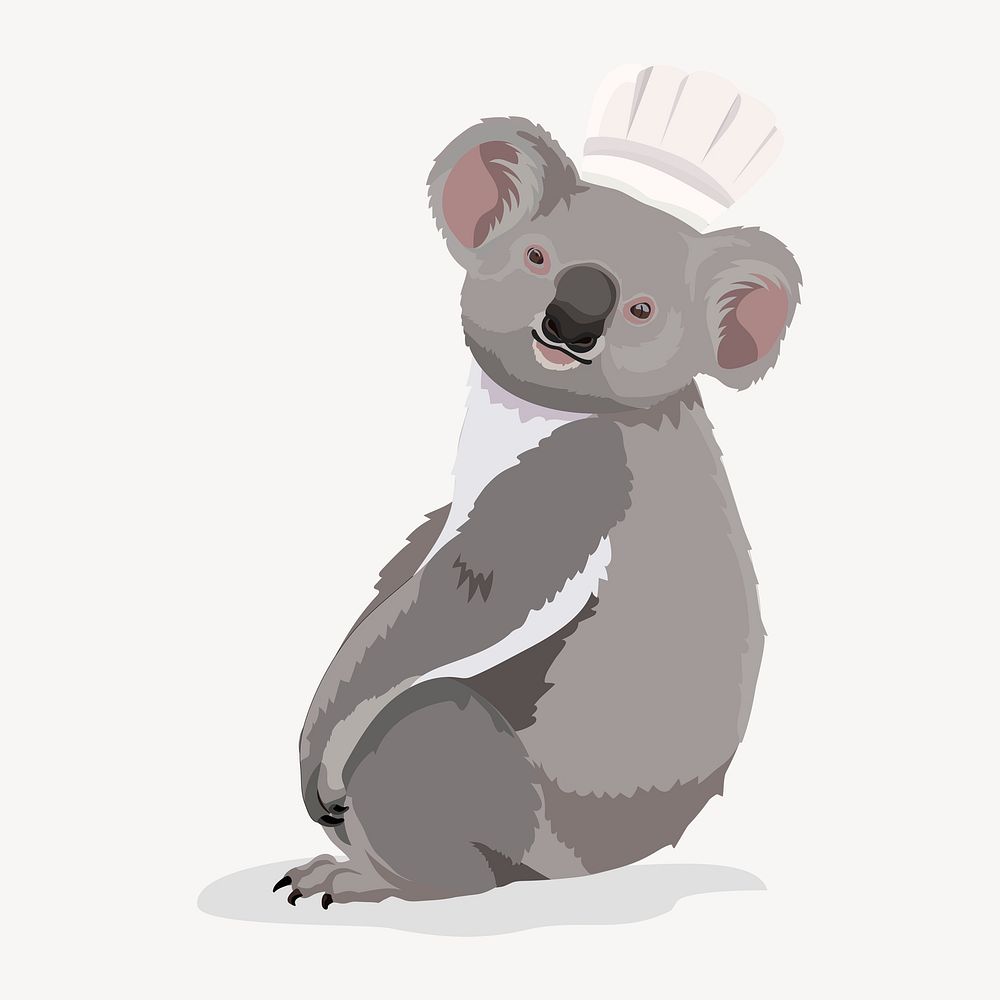 Koala chef, Australian animal illustration clipart psd