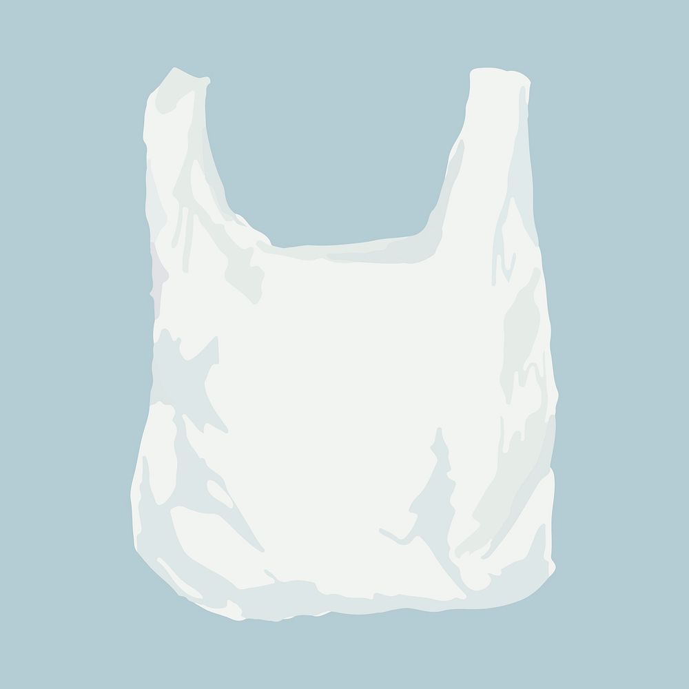 Single use plastic bag, illustration clipart psd