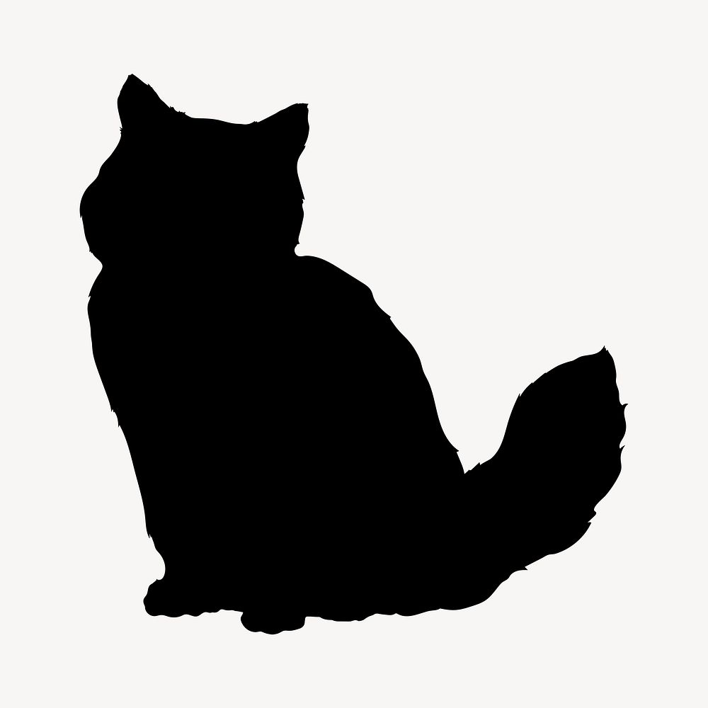 Cat pet silhouette, animal illustration psd