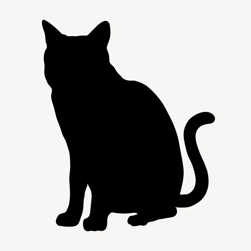 Cat pet silhouette, animal illustration vector