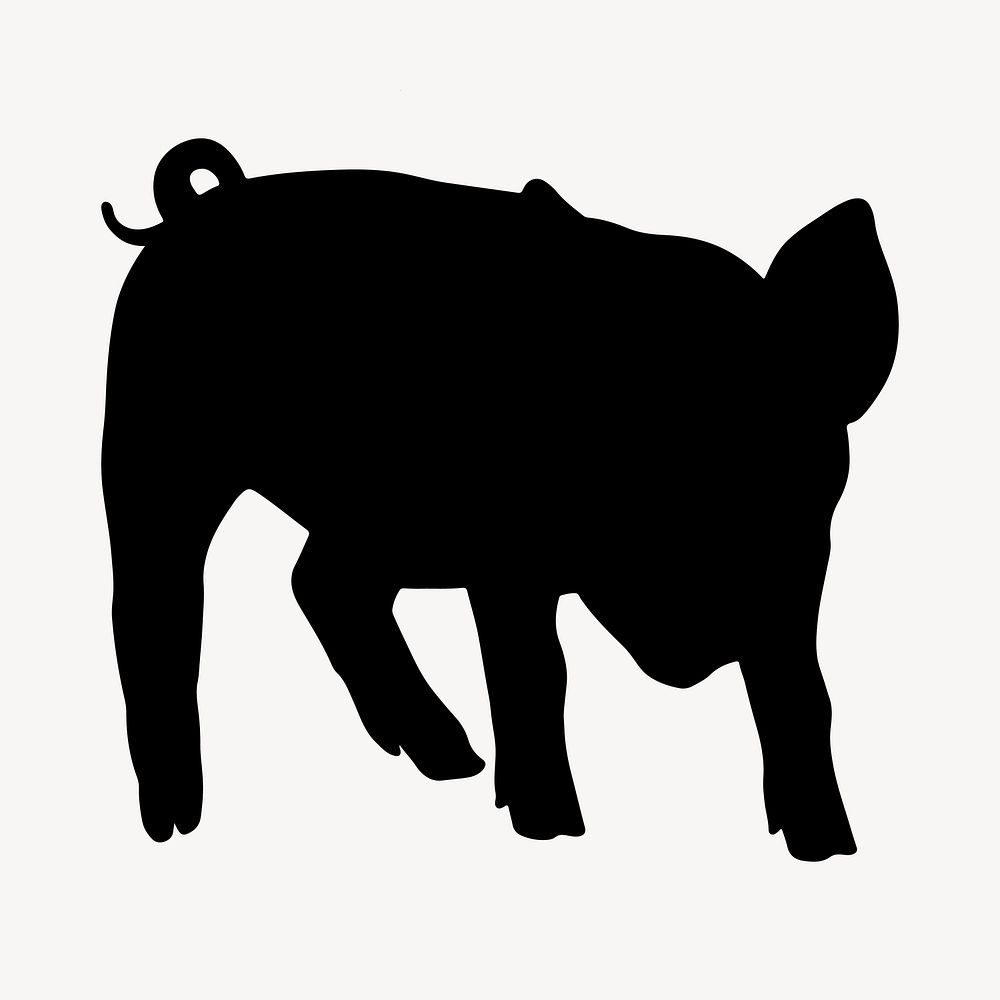 Pig silhouette, farm animal vector