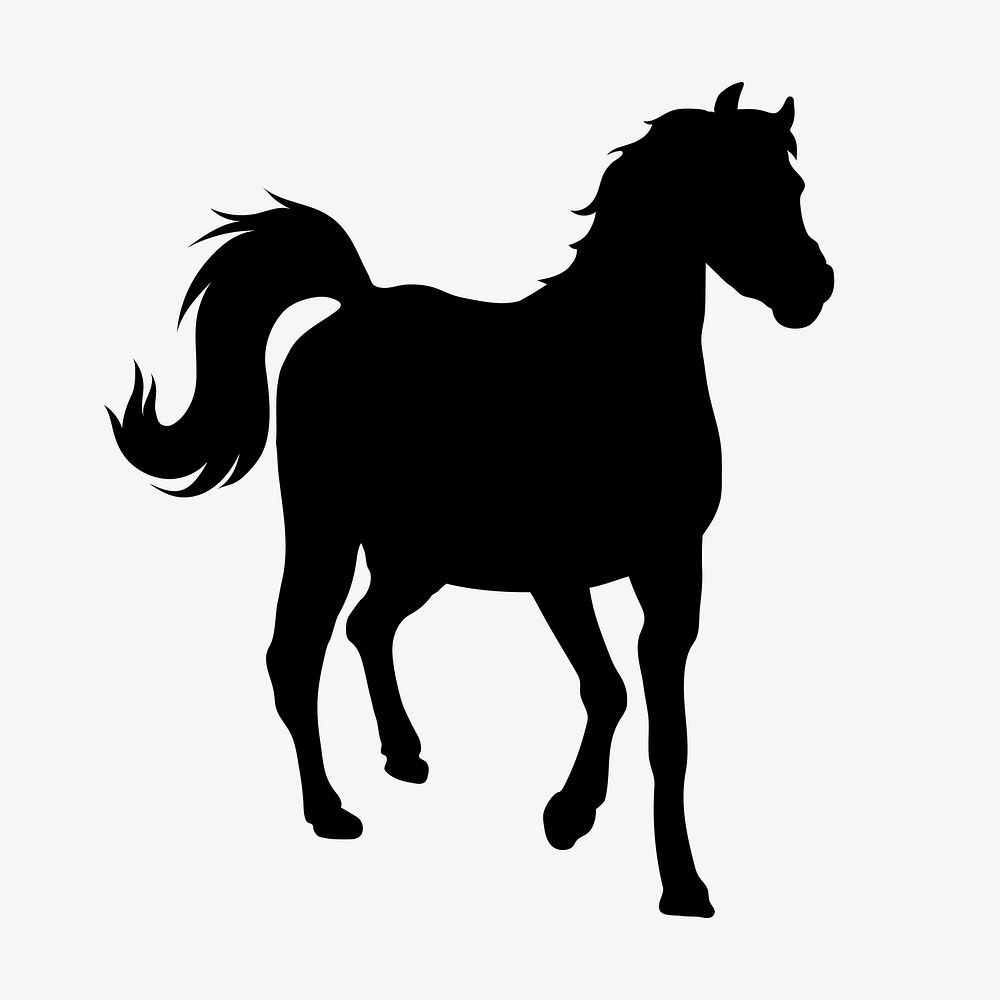 Horse silhouette, running animal illustration vector