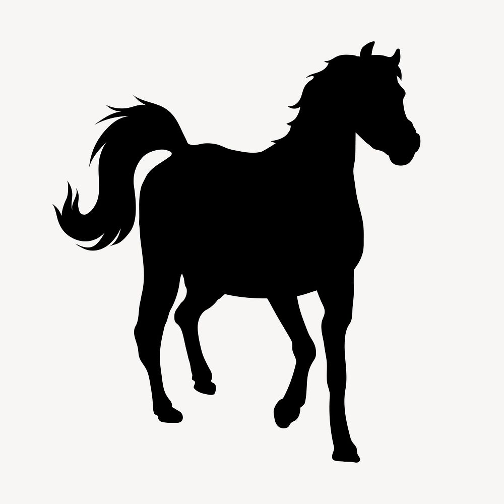 Horse silhouette, animal running illustration psd