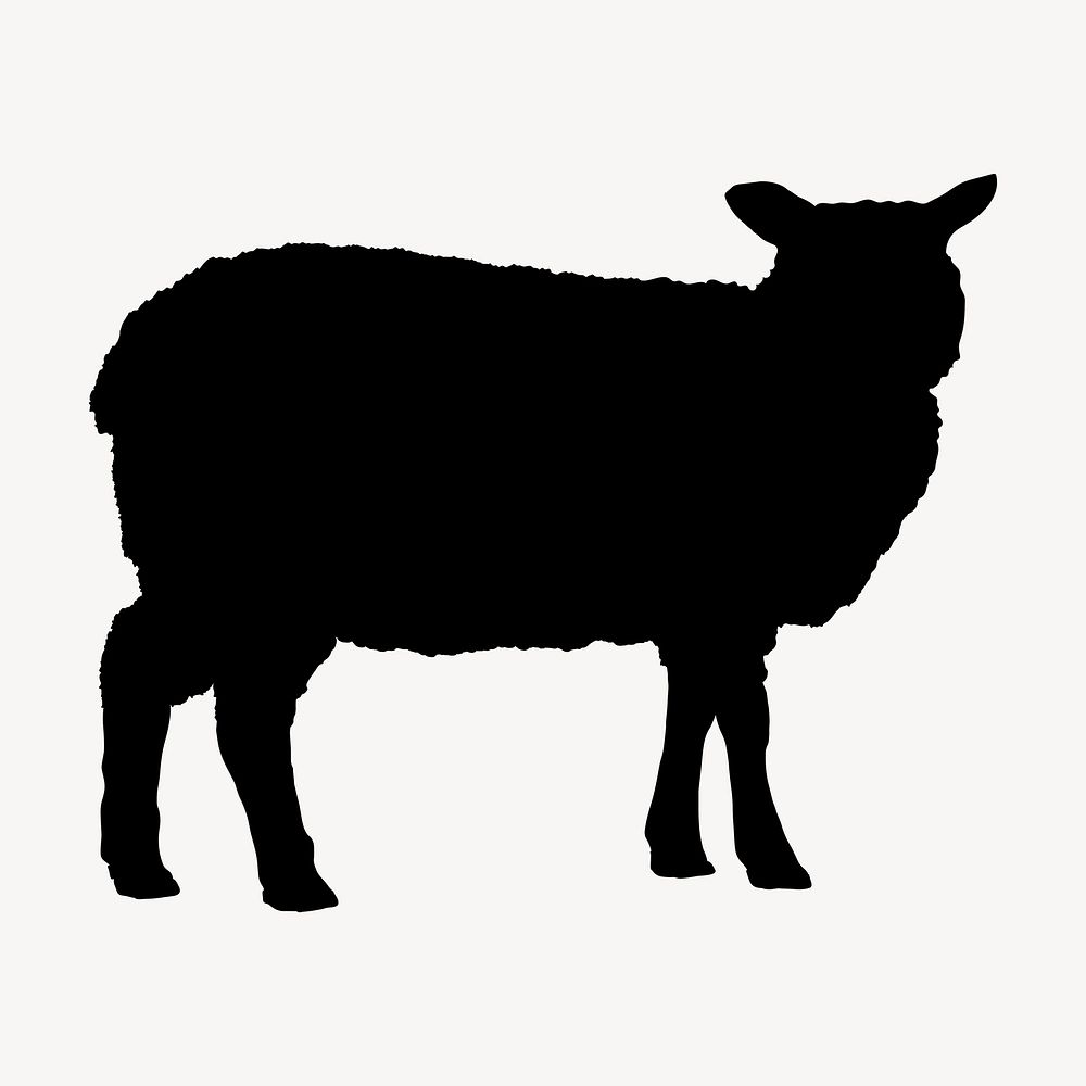Sheep silhouette, farm animal psd