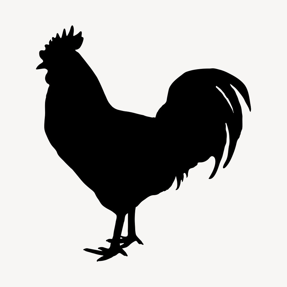 Chicken silhouette, rooster illustration psd