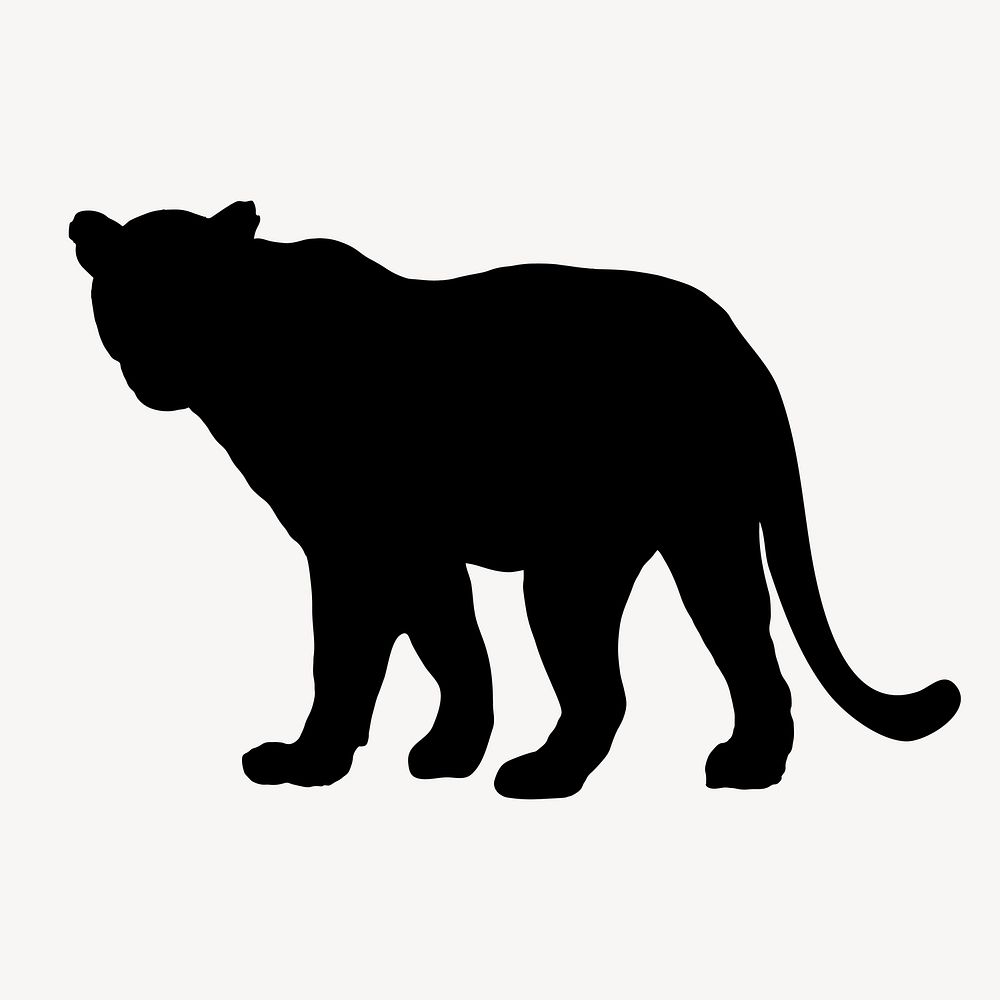 Tiger silhouette, safari animal illustration clipart vector