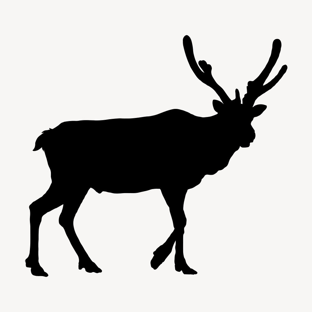 Deer silhouette illustration, wild animal illustration vector
