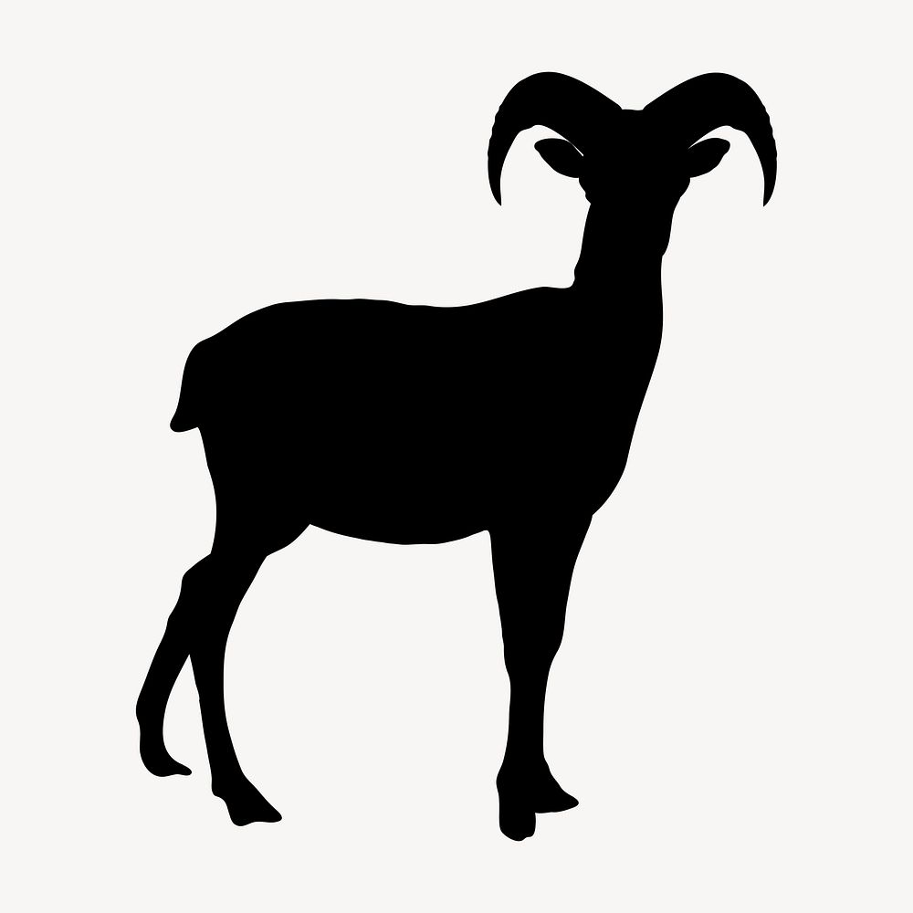 Goat silhouette illustration, wild animal clipart psd
