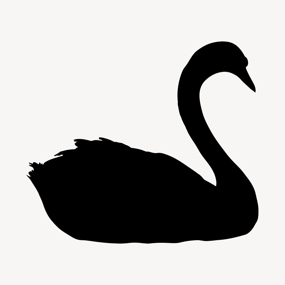 Swan silhouette, swimming illustration psd