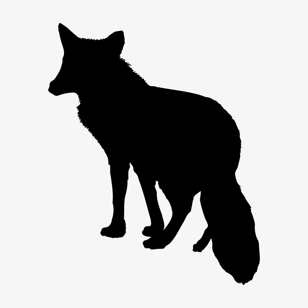 Fox silhouette, black animal clipart vector