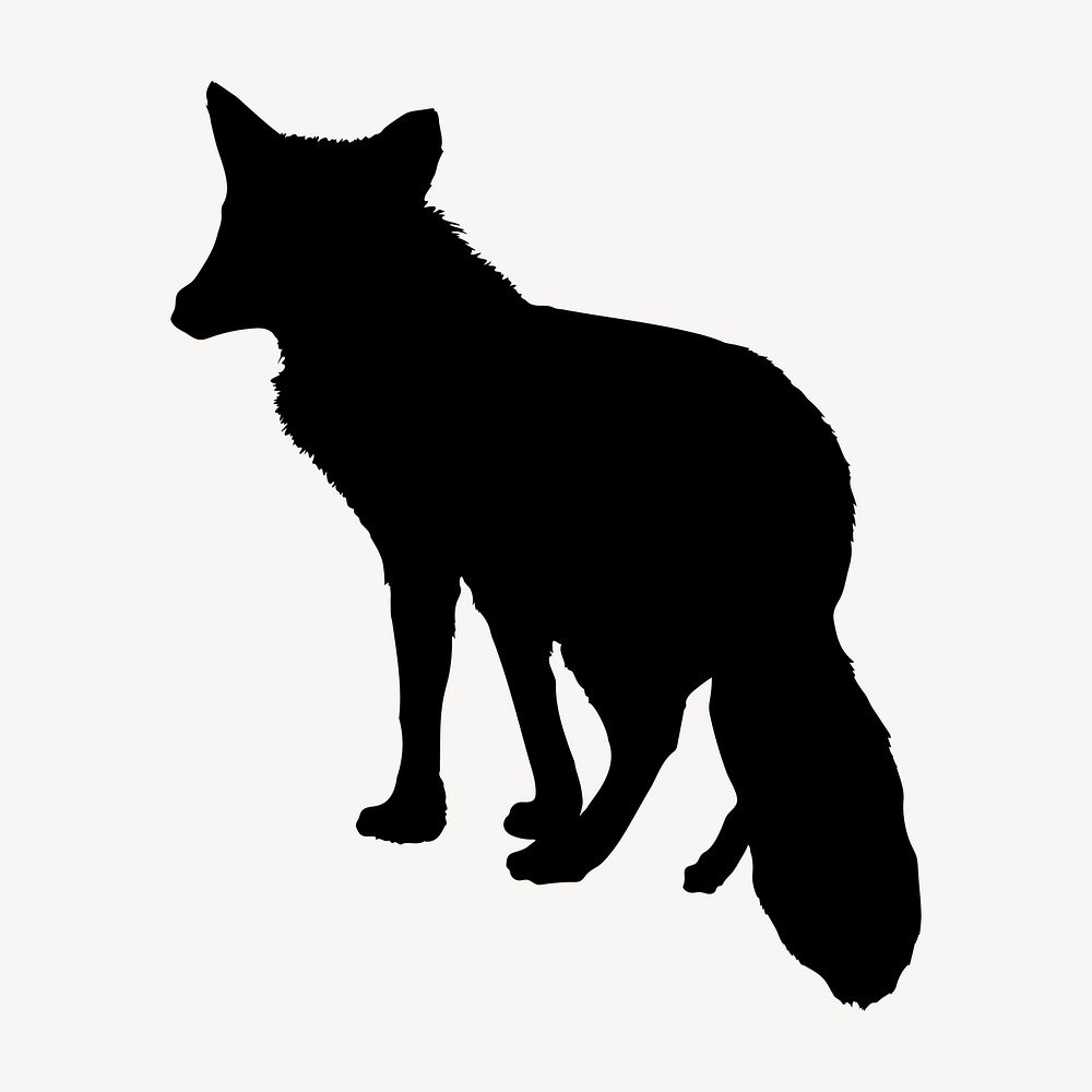 Fox silhouette, black animal clipart psd