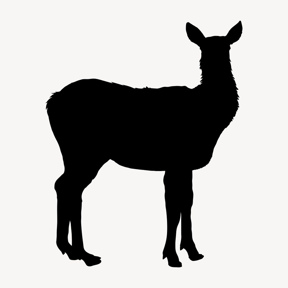 Deer silhouette, without horns, wild animal illustration vector