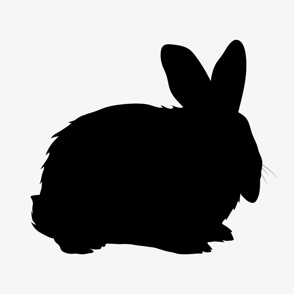 Rabbit silhouette, pet bunny, black outline vector 