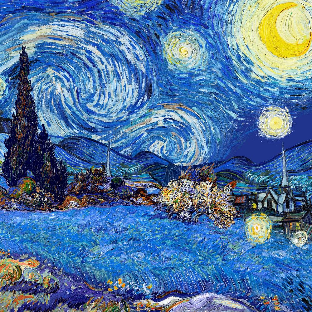Starry Night background, Van Gogh's artwork remixed by rawpixel