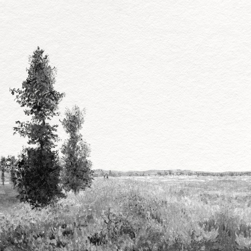 Monet's landscape background,  black and white remixed by rawpixel psd