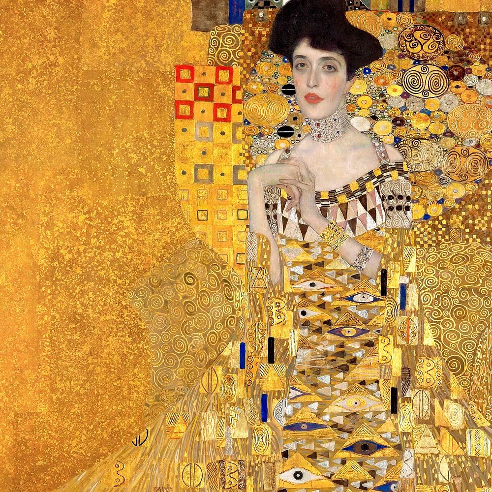Adele Bloch-Bauer background, Gustav Klimt's artwork remixed by rawpixel