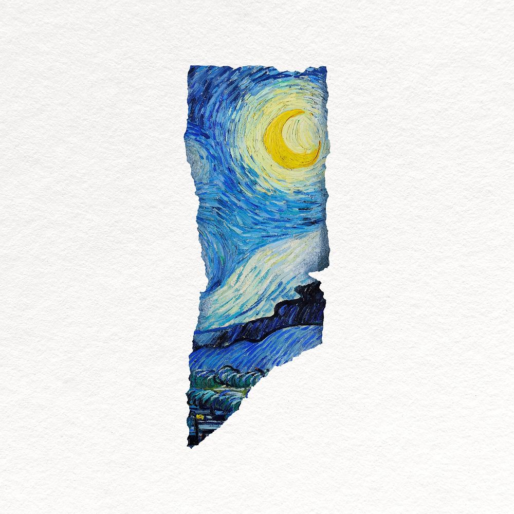 Starry Night ripped paper collage element, artwork remixed by rawpixel vector
