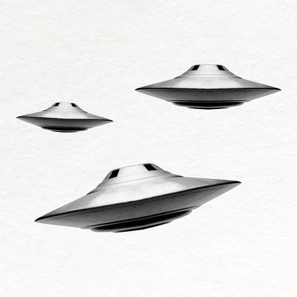 UFO collage element, Unidentified Flying Object vector